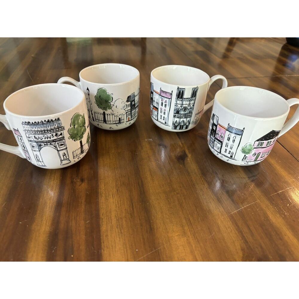 Sur La Table Stoneware Mug Arc De Triomphe Mugs SET OF FOUR